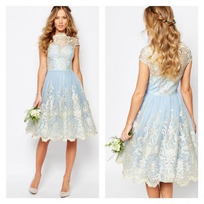 oleg cassini blue wedding dress