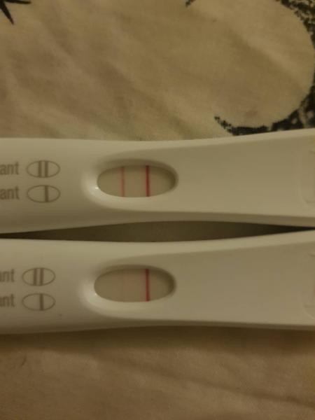 A faint line on a pregnancy test indicates a positive result. 